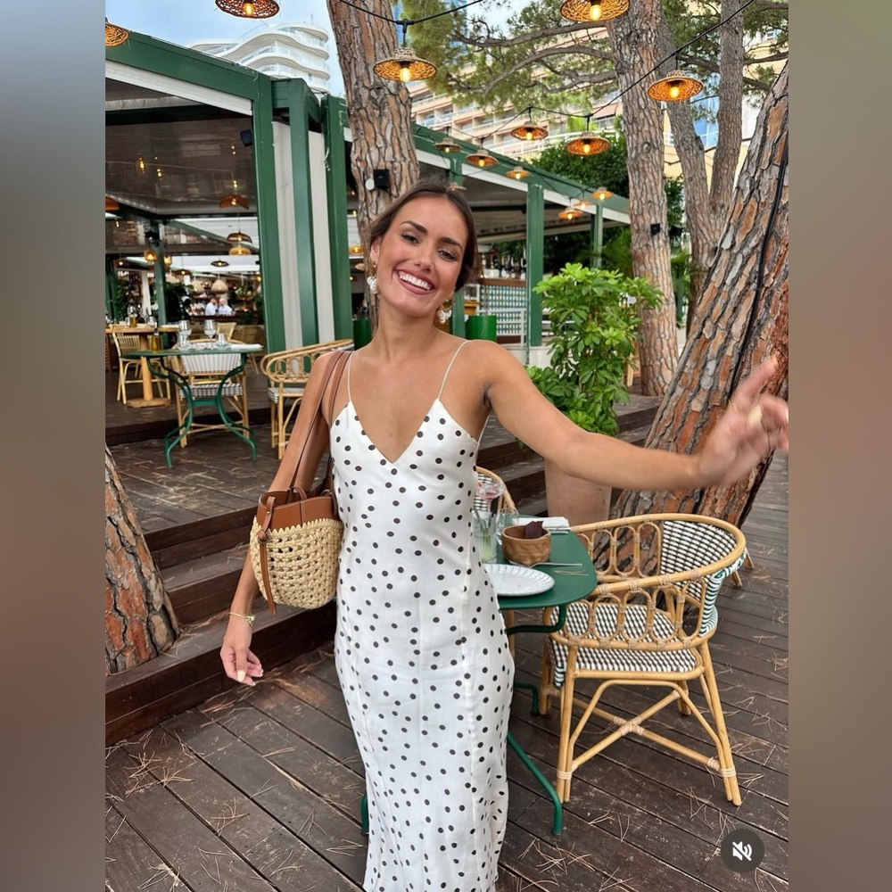 Zara White Polka Dot Slip Dress - Picture 8 of 16
